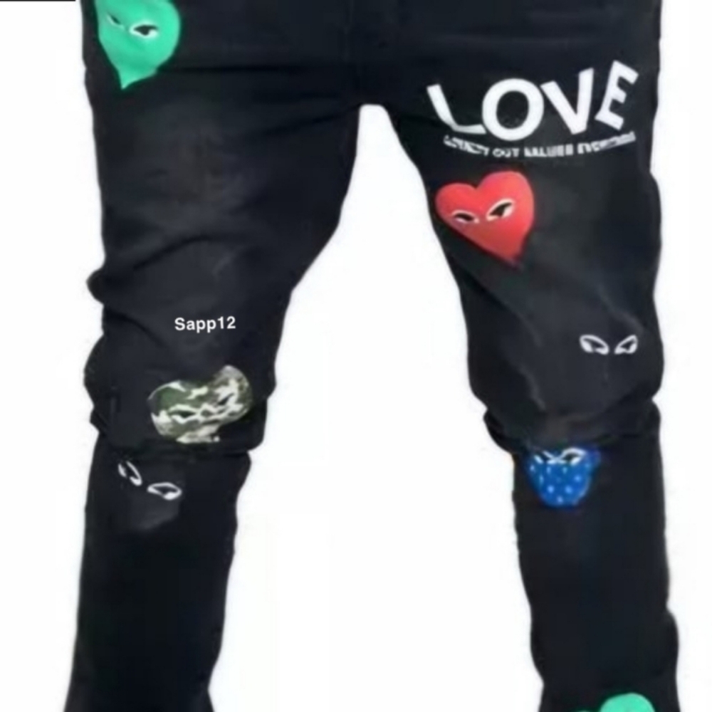 🆕 KODAK BLACK ❣️ LOVE LOYALTY OUT VALUES EVERYTHING  HEART JEANS